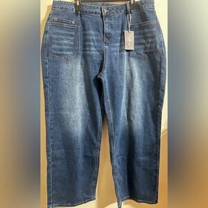 NWT - Flamingals High Rise Wide-Leg Cropped Stretchy Jeans, Sz 4XL